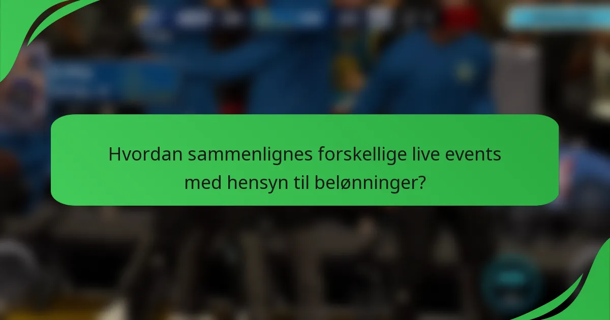 Hvordan sammenlignes forskellige live events med hensyn til belønninger?