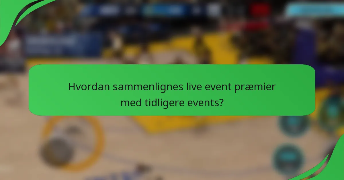 Hvordan sammenlignes live event præmier med tidligere events?